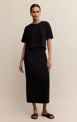 ON THE GO COTTON JERSEY TEE IN TRUE BLACK