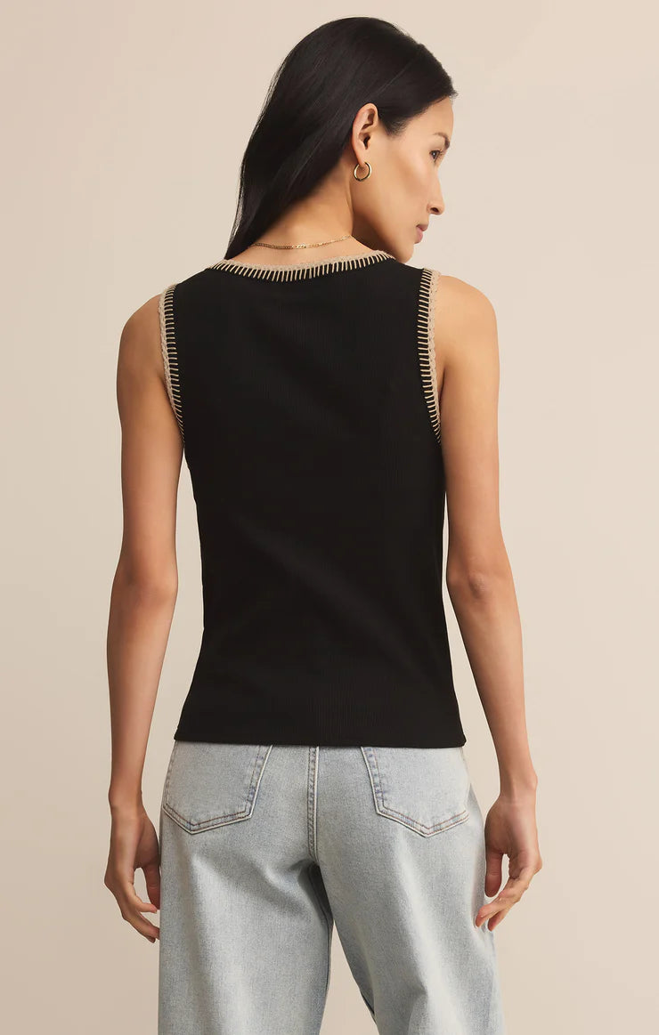 SOCIAL WHIPSTITCH TANK IN BLACK