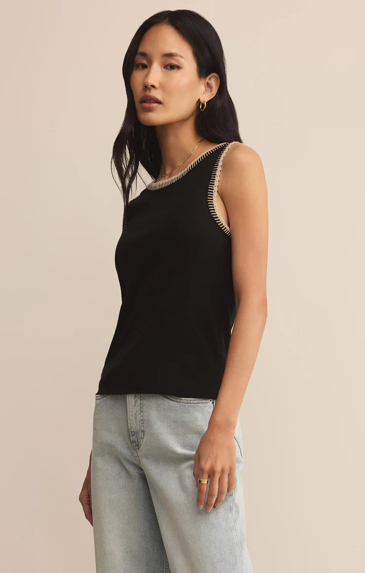 SOCIAL WHIPSTITCH TANK IN BLACK