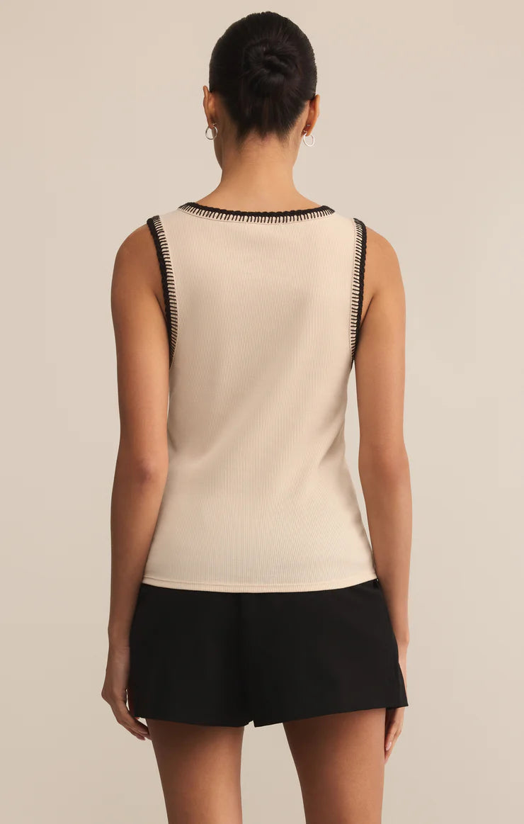 SOCIAL WHIPSTITCH TANK IN CRYSTAL