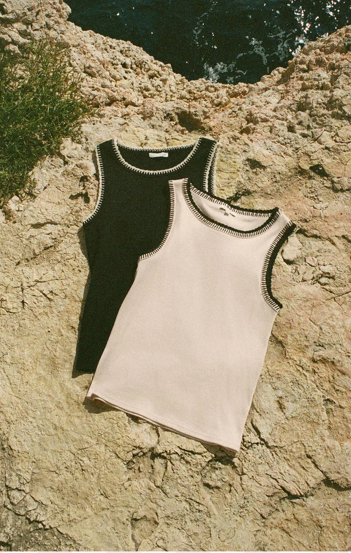 SOCIAL WHIPSTITCH TANK IN CRYSTAL