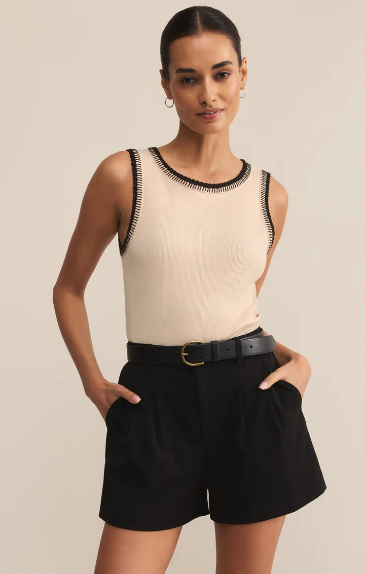 SOCIAL WHIPSTITCH TANK IN CRYSTAL