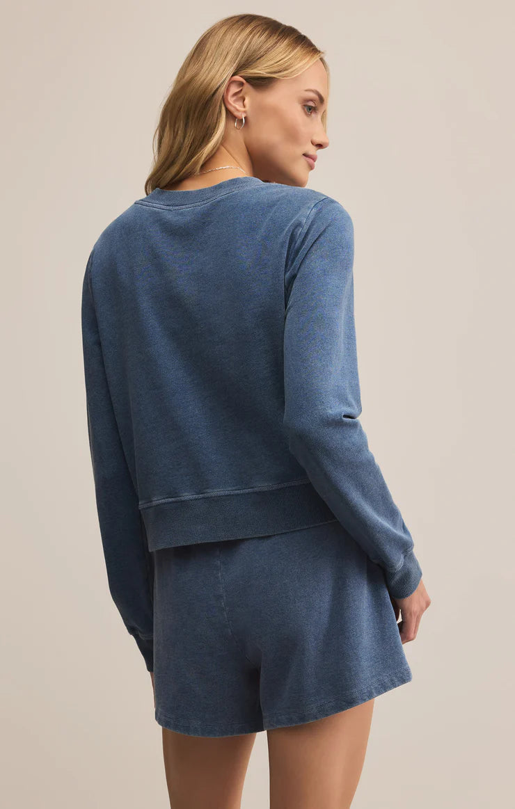 Z SUPPLY DAILY KNIT DENIM CARDIGAN IN VINTAGE INDIGO