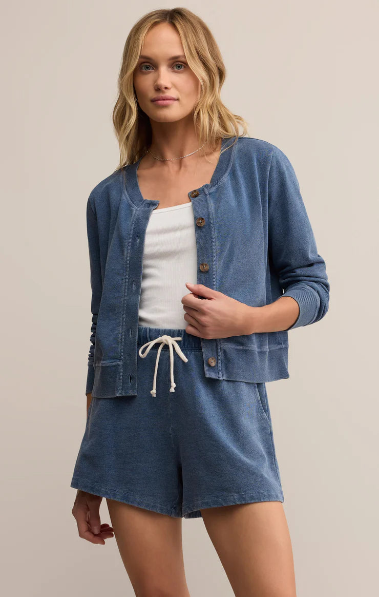 Z SUPPLY DAILY KNIT DENIM CARDIGAN IN VINTAGE INDIGO