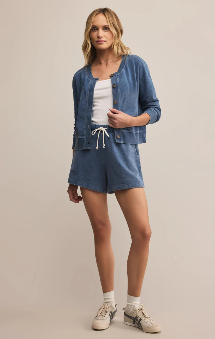 Z SUPPLY DAILY KNIT DENIM CARDIGAN IN VINTAGE INDIGO