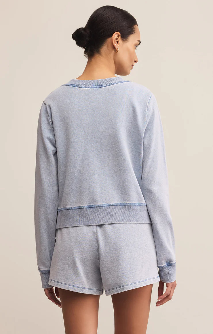 DAILY KNIT DENIM CARDIGAN IN WASHED INDIGO