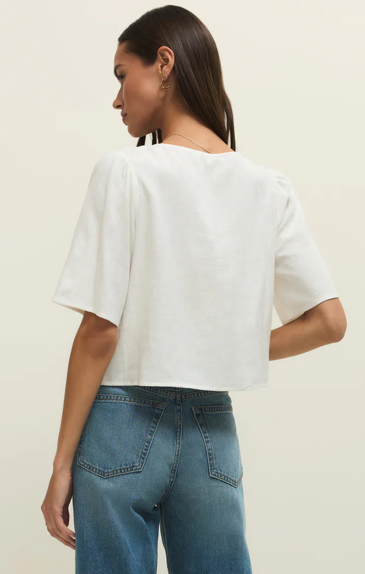 LA BELLE LINEN CROPPED TOP