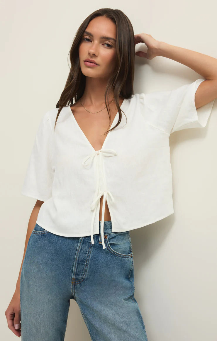 LA BELLE LINEN CROPPED TOP