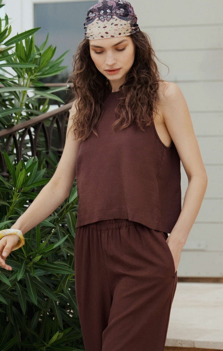 SLOANE LINEN CROPPED TANK