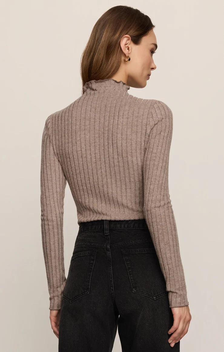 Hattie Silky Rib Mock Neck Top