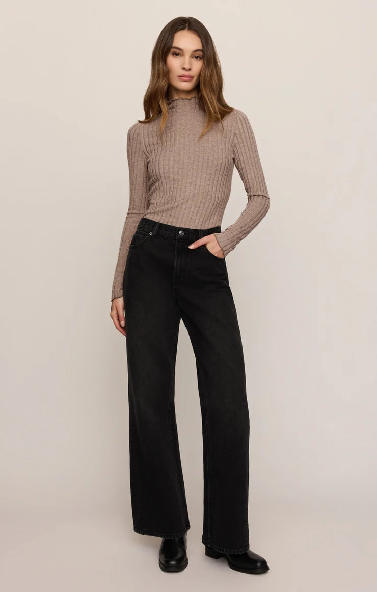 Hattie Silky Rib Mock Neck Top