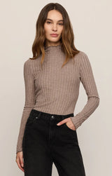 Hattie Silky Rib Mock Neck Top