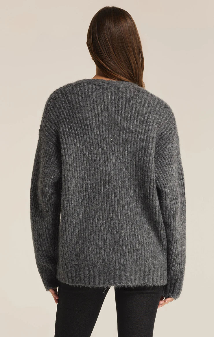 JOSIE CARDIGAN IN CHARCOAL HEATHER