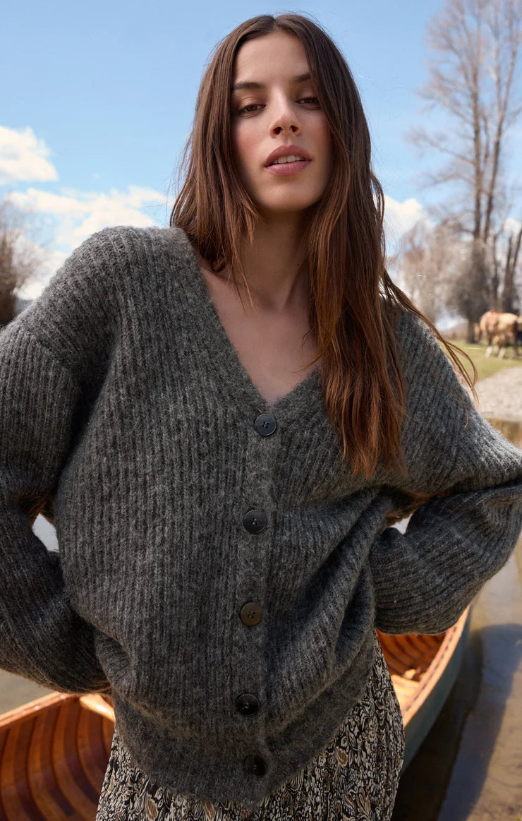 JOSIE CARDIGAN IN CHARCOAL HEATHER