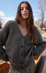 JOSIE CARDIGAN IN CHARCOAL HEATHER
