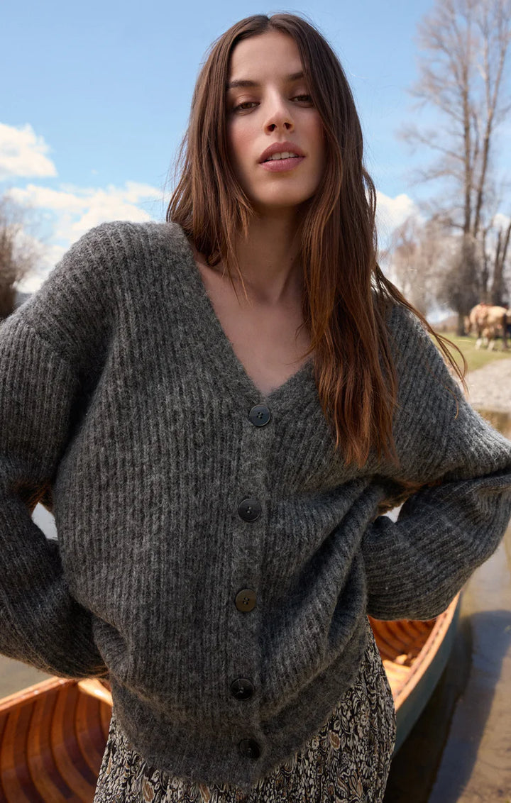JOSIE CARDIGAN IN CHARCOAL HEATHER
