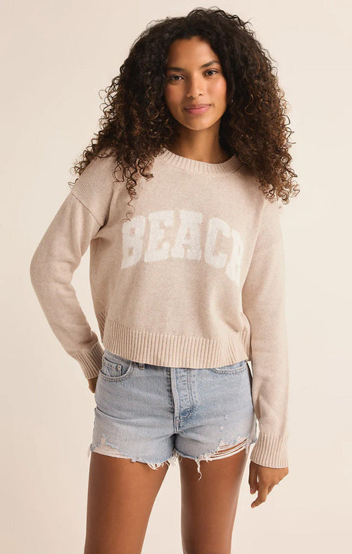 Z SUPPLY SUNSET BEACH SWEATER IN LIGHT OATMEAL HEATHER