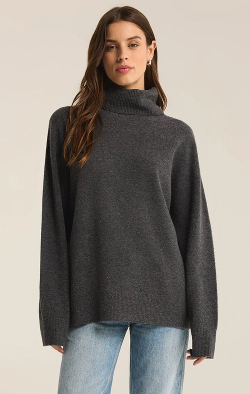 Z SUPPLY RICHIE TURTLENECK SWEATER IN CHARCOAL HEATHER