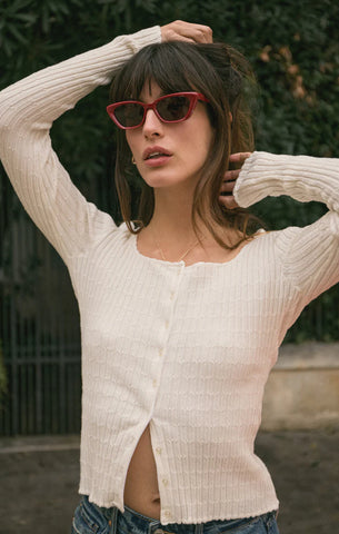 Z SUPPLY SWAY TEXTURED SLUB CROPPED TEE IN PARCHMENT