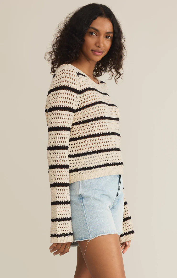 Z SUPPLY KIT STRIPE CROCHET SWEATER