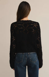ROSALYN DIAMOND SWEATER CARDIGAN IN BLACK
