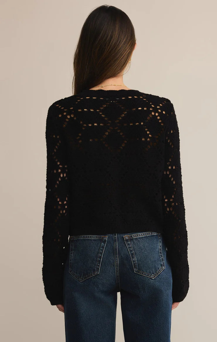 ROSALYN DIAMOND SWEATER CARDIGAN IN BLACK