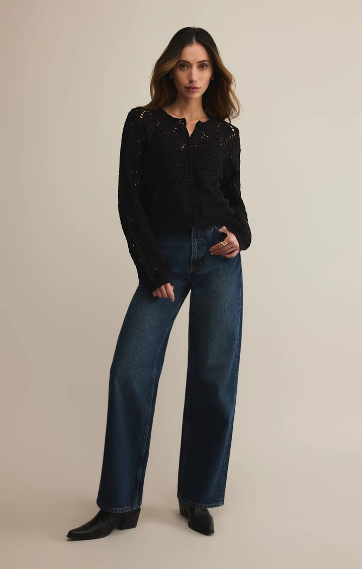 ROSALYN DIAMOND SWEATER CARDIGAN IN BLACK