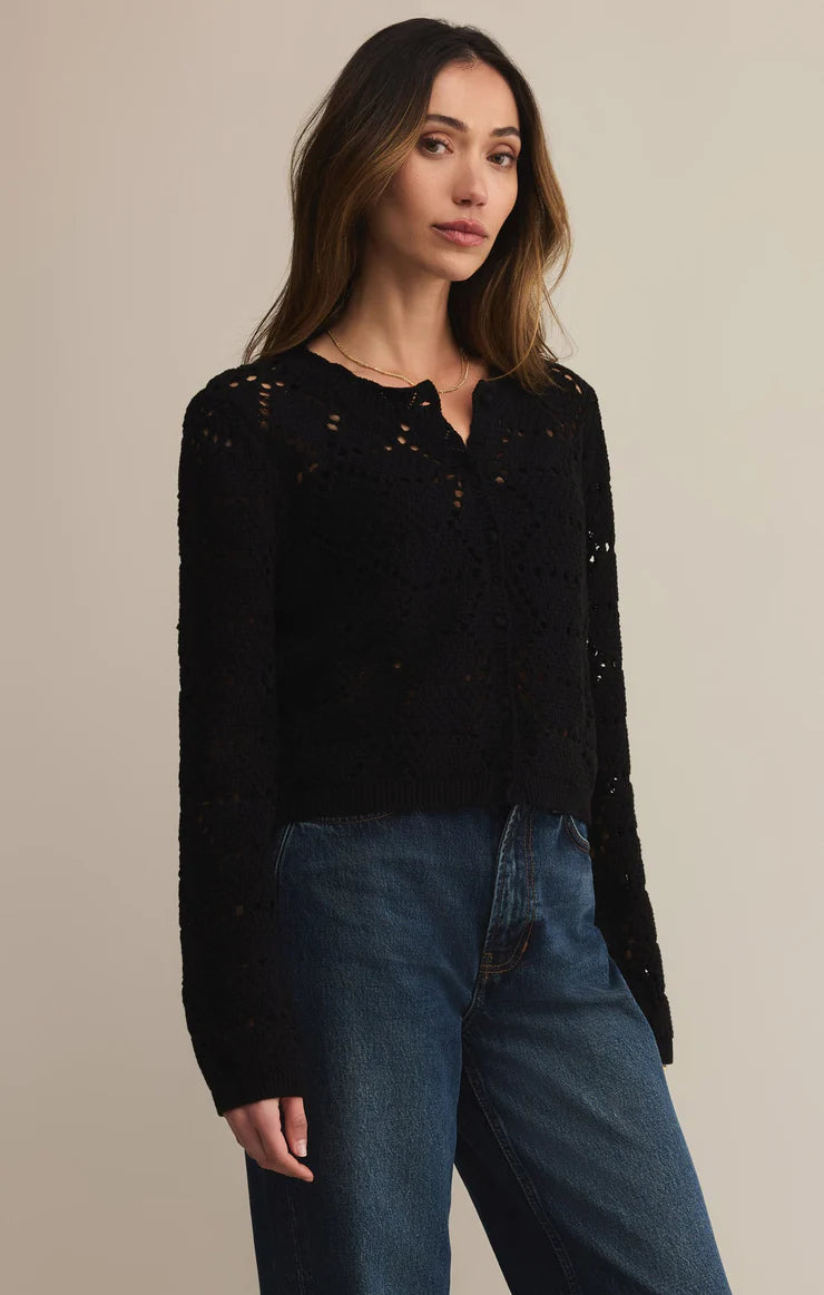 ROSALYN DIAMOND SWEATER CARDIGAN IN BLACK