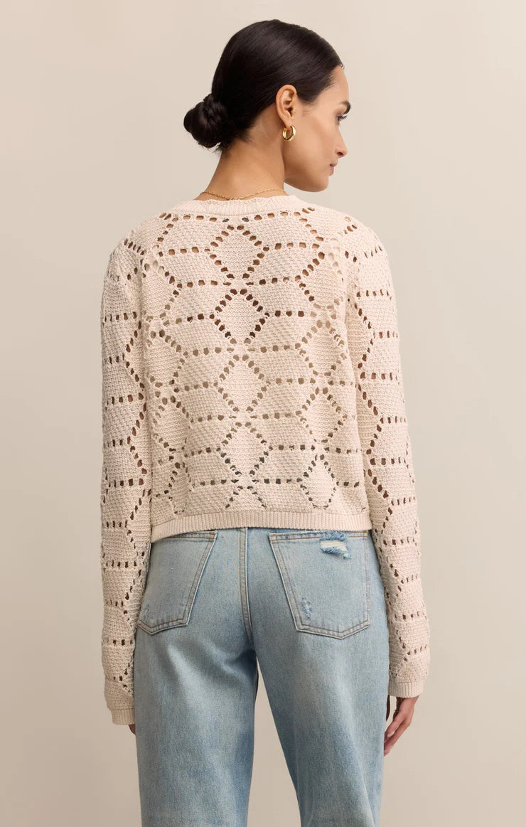 ROSALYN DIAMOND SWEATER CARDIGAN IN CRYSTAL