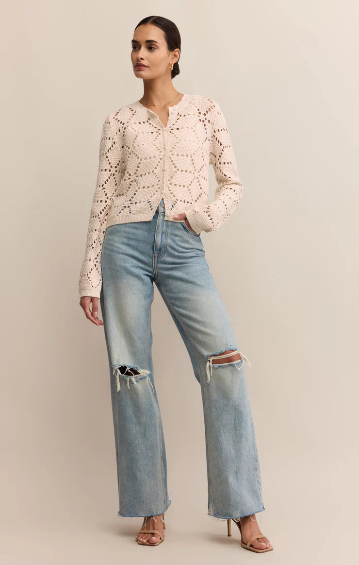 ROSALYN DIAMOND SWEATER CARDIGAN IN CRYSTAL