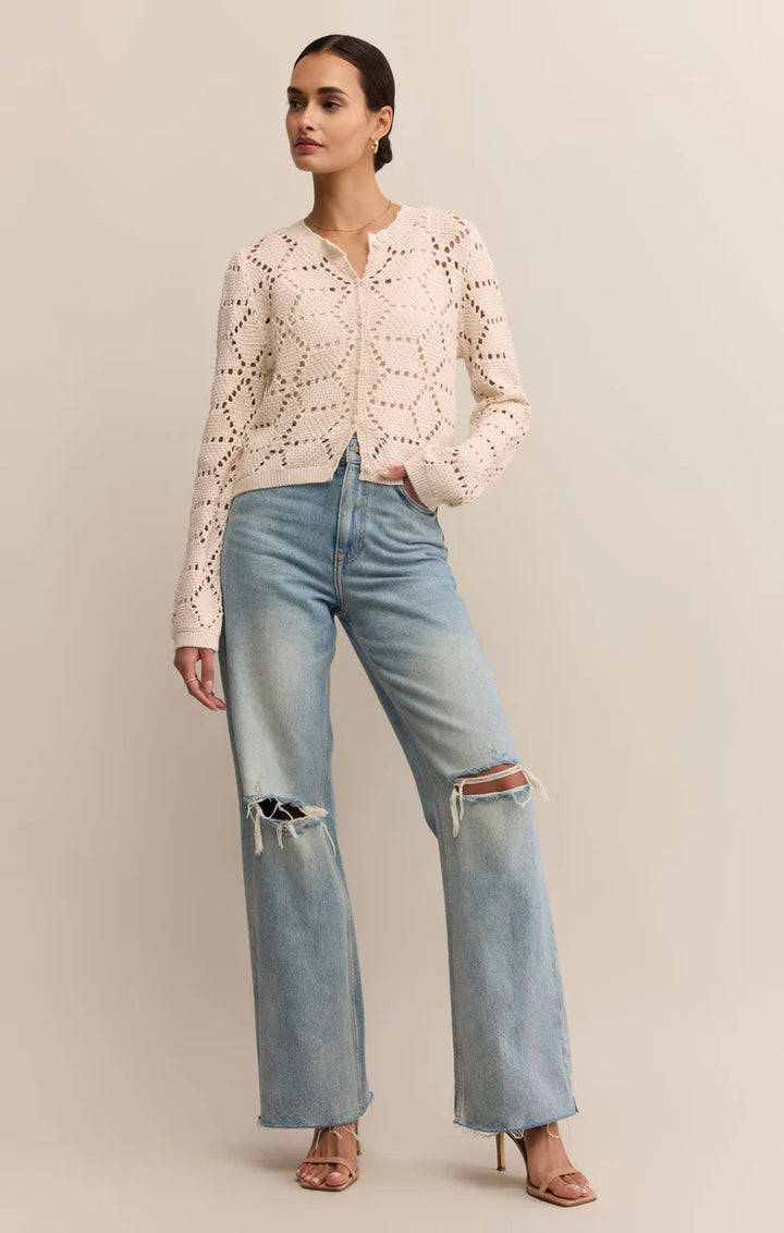 ROSALYN DIAMOND SWEATER CARDIGAN IN CRYSTAL