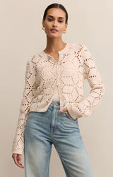 ROSALYN DIAMOND SWEATER CARDIGAN IN CRYSTAL
