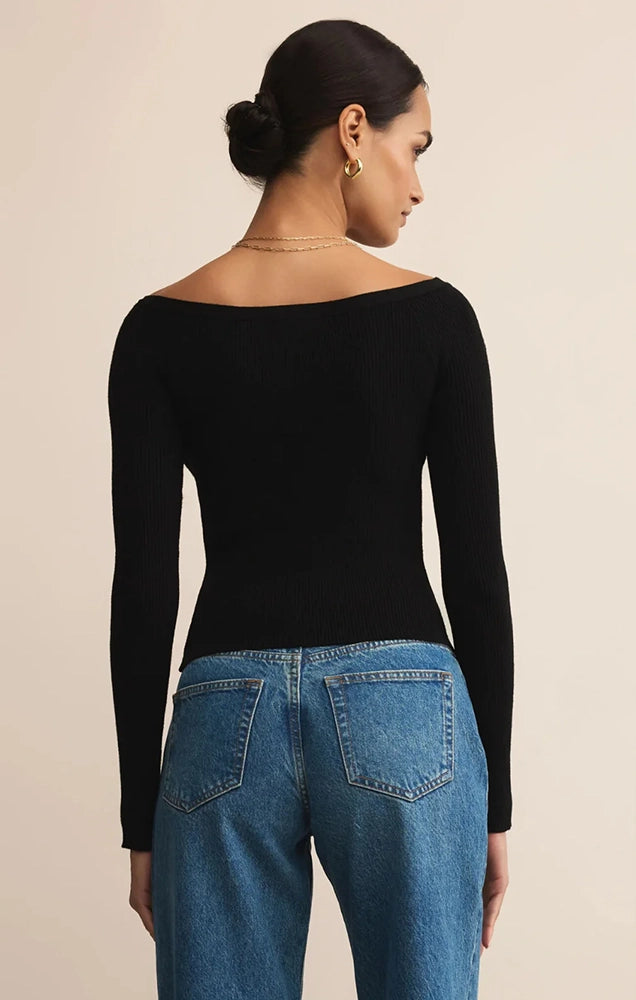 JOVY SWEATER TOP IN BLACK