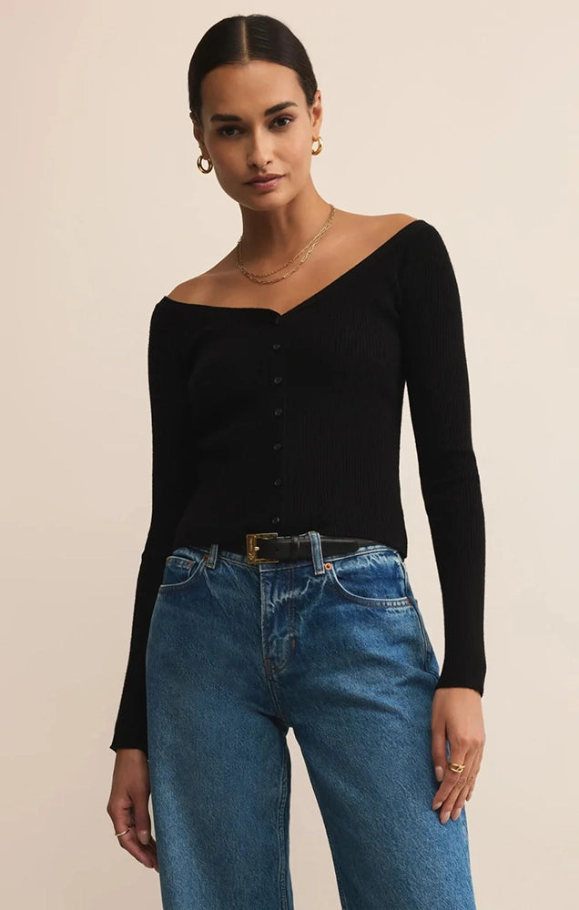 JOVY SWEATER TOP IN BLACK