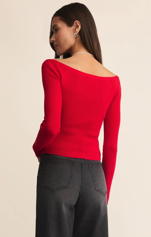 JOVY SWEATER TOP IN FESTIVE RED