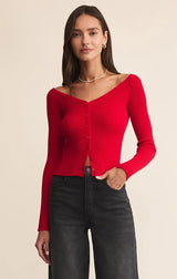 JOVY SWEATER TOP IN FESTIVE RED