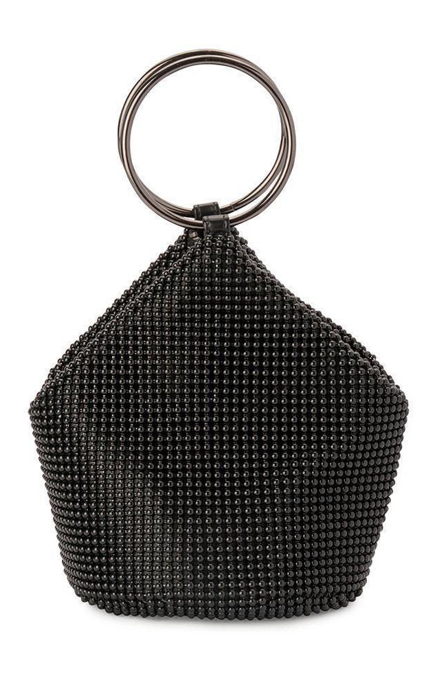 BIANCA BALL MESH HANDLE BAG IN BLACK