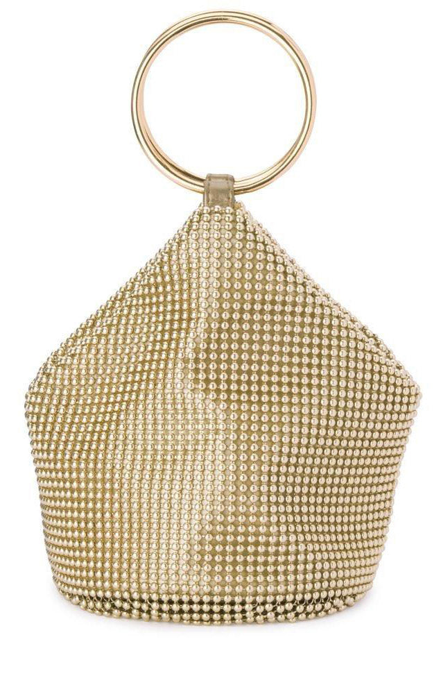 BIANCA BALL MESH HANDLE BAG IN GOLD