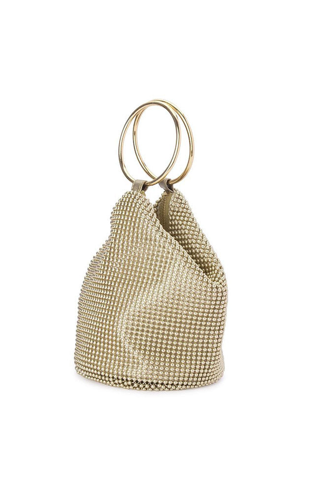 BIANCA BALL MESH HANDLE BAG IN GOLD