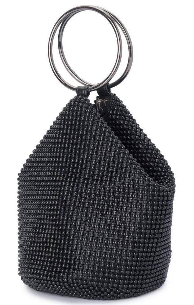 BIANCA BALL MESH HANDLE BAG IN BLACK