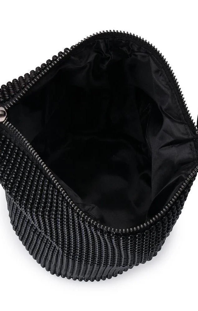 BIANCA BALL MESH HANDLE BAG IN BLACK