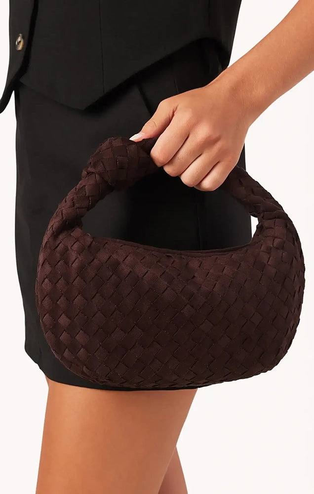 KERI HANDLE BAG IN CHOCOLATE SUEDE