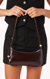 ROSABELLE SHOULDER BAG IN CHOCOLATE SHINE