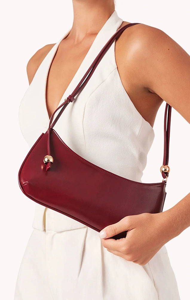 ROSABELLE SHOULDER BAG IN DEEP ROUGE SHINE