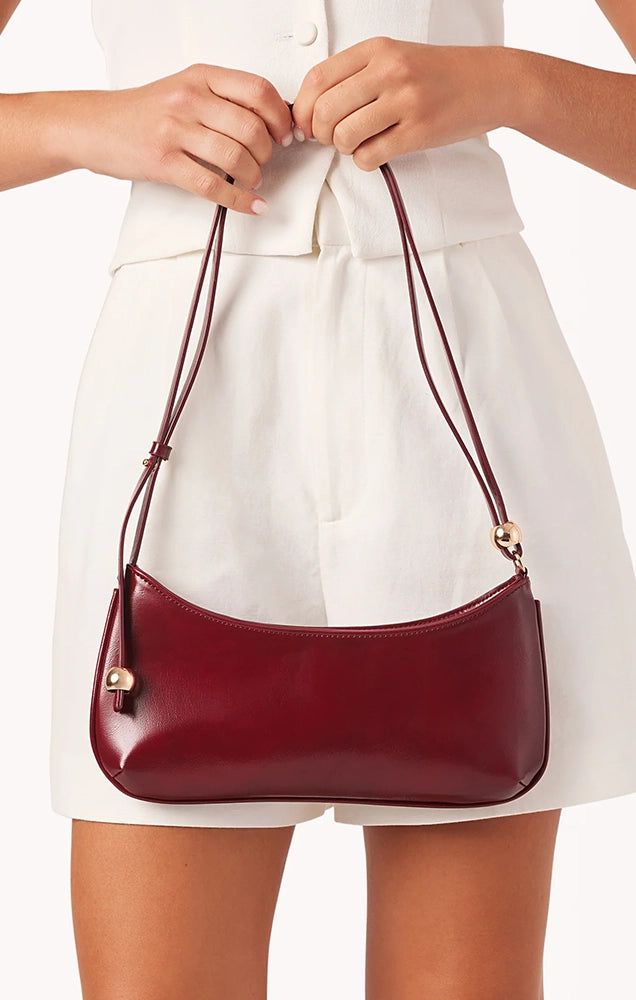 ROSABELLE SHOULDER BAG IN DEEP ROUGE SHINE