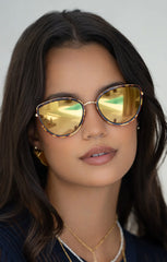 FREYRS LUNA SUNGLASSES IN TORTOISE/GOLD MIRROR