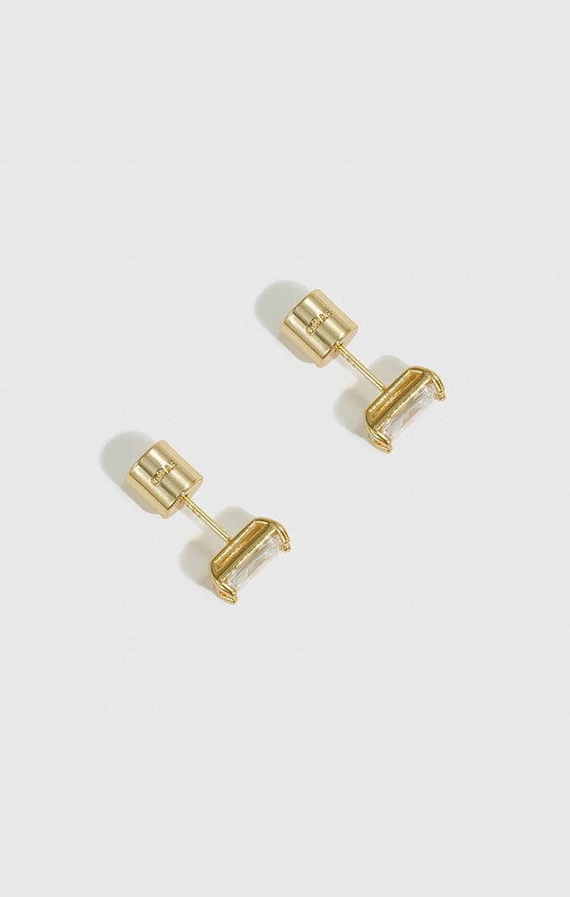 Baguette-Cut Solitaire Stud Earrings