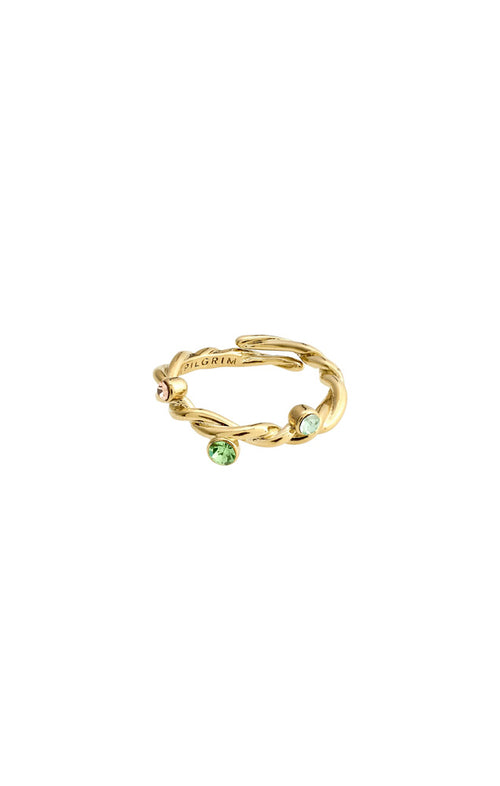 PILGRIM PAUSE RECYCLED MULTICOLOURED CRYSTAL RING IN GOLD