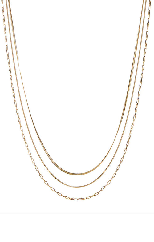 LUV AJ CHANDON MULTI CHAIN CHARM NECKLACE IN GOLD