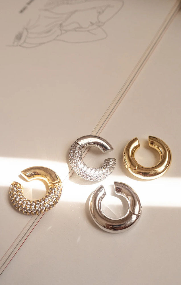 LUV AJ PAVÉ AMALFI EAR CUFF IN GOLD
